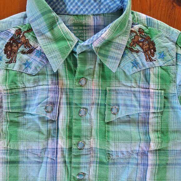 Wrangler Baby Rodeo Vintage Western Embroidered Plaid Shirt - Picture 1 of 10